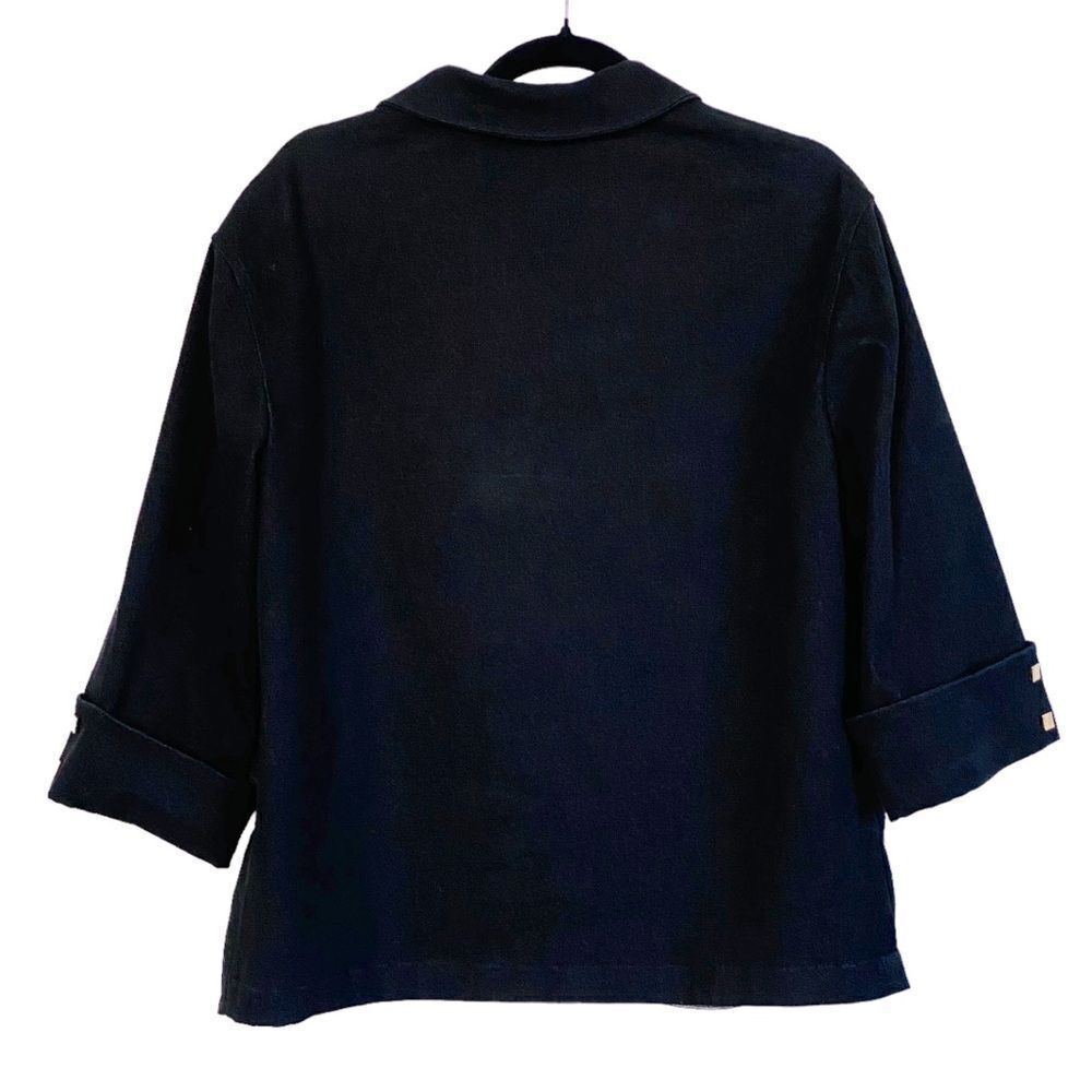 St John Sport by Marie Gray Black Denim Zip Up Jacket Sz S - Picture 5 of 12